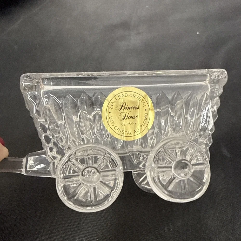 Princess House 24% Lead Crystal Garden Wagon Cart Garden NWT